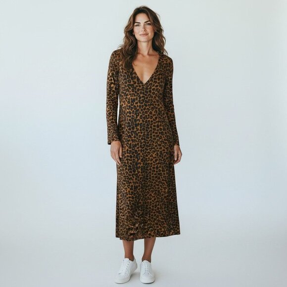 Mara Hoffman Naliyah Brown Leopard Maxi Dress NWOT - Size 4 - Picture 1 of 7